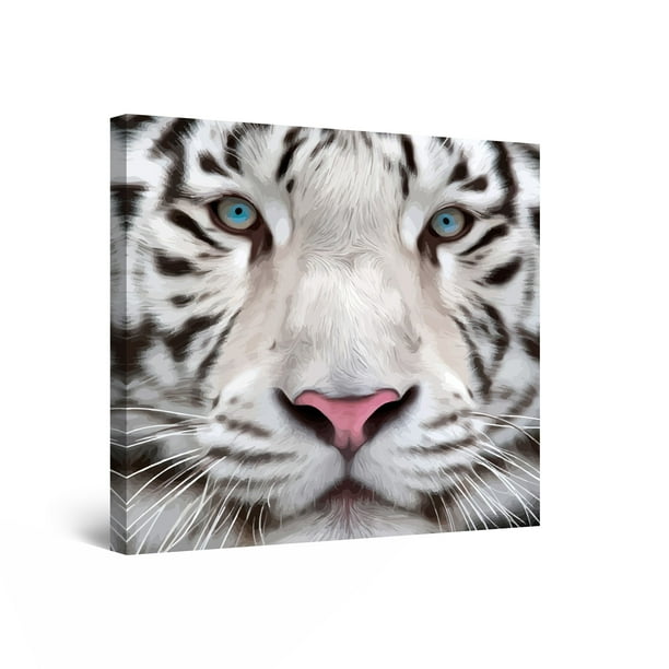 WHITE TIGER EYES BEAUTIFUL ANIAMAL CANVAS WALL ART PICTURE PRINT READY TO HANG